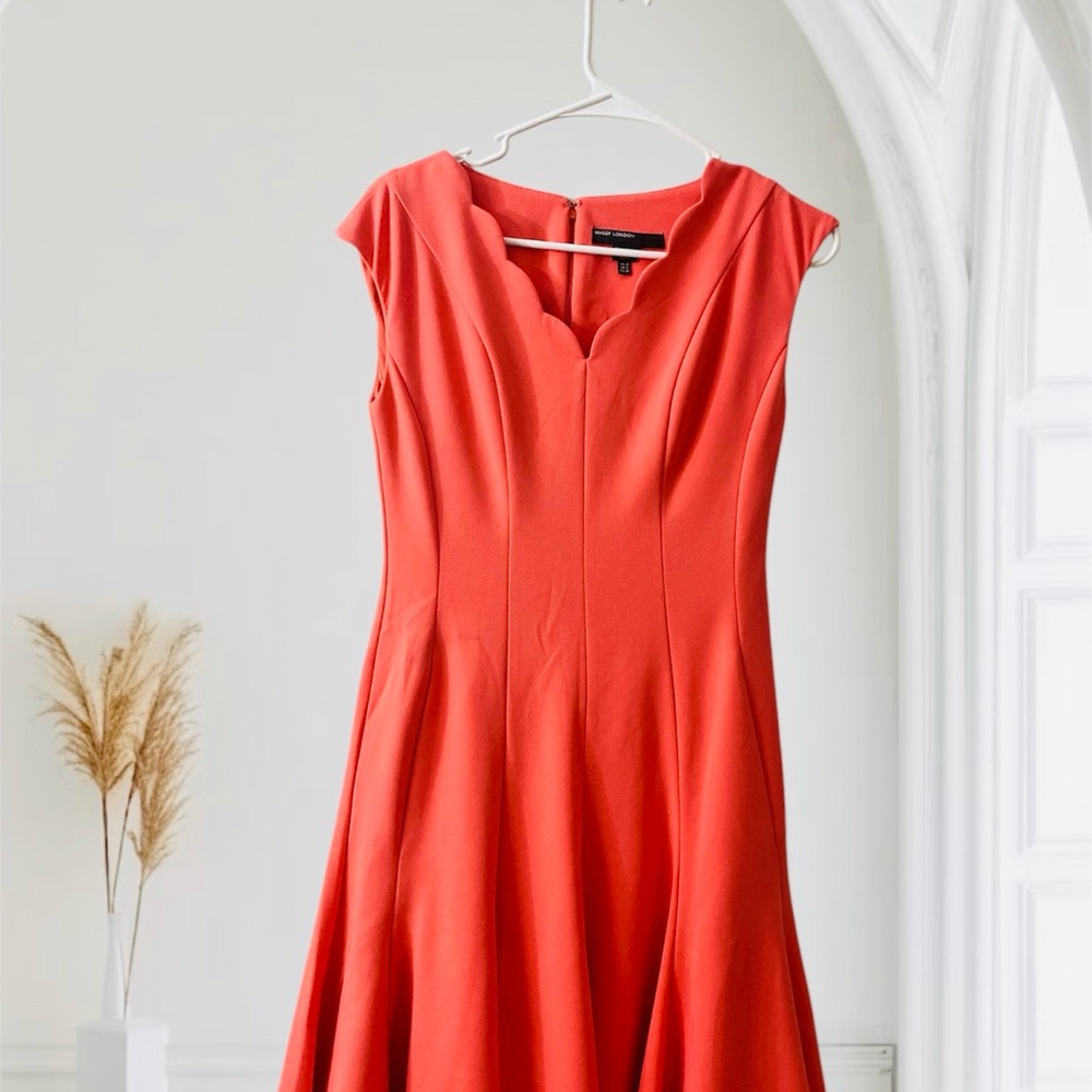 Orange A-Line Sweetheart Midi Dress for Cocktail